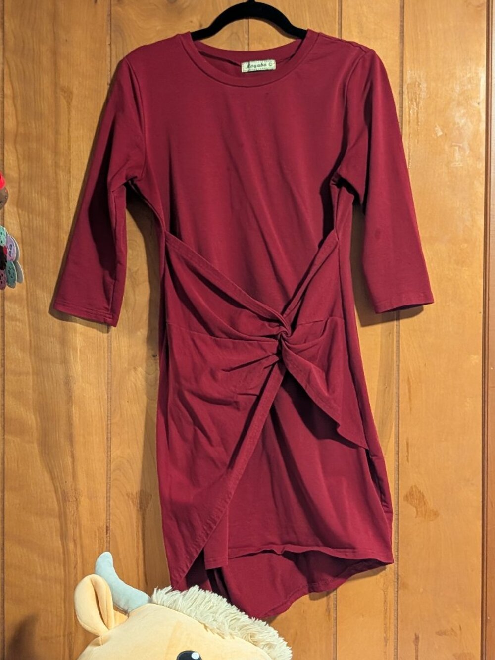 MOYABO Burgundy Tie Front Midi Dress